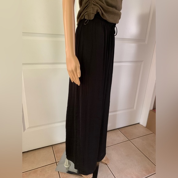 JOIE Black Wide Leg Pleated Satin Pants - Picture 9 of 13
